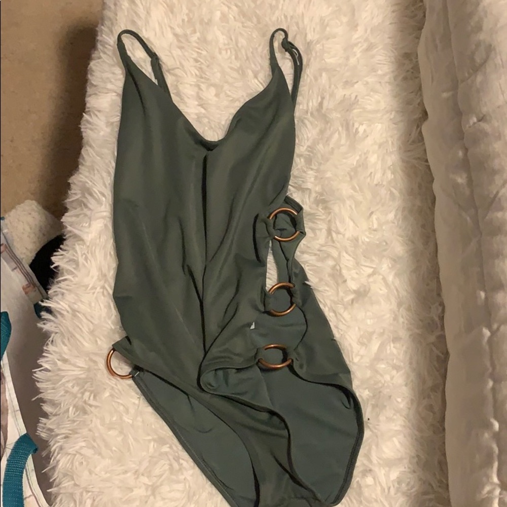 green one piece bathing suit